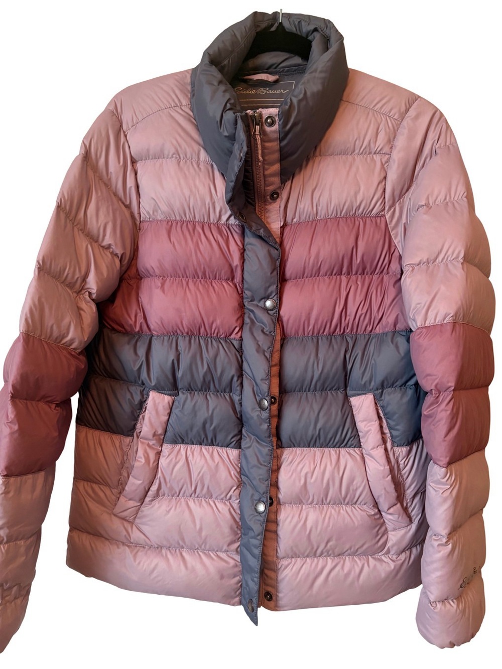 EDDIE BAUER- Pink & Gray Down Quilted puffer Jacket